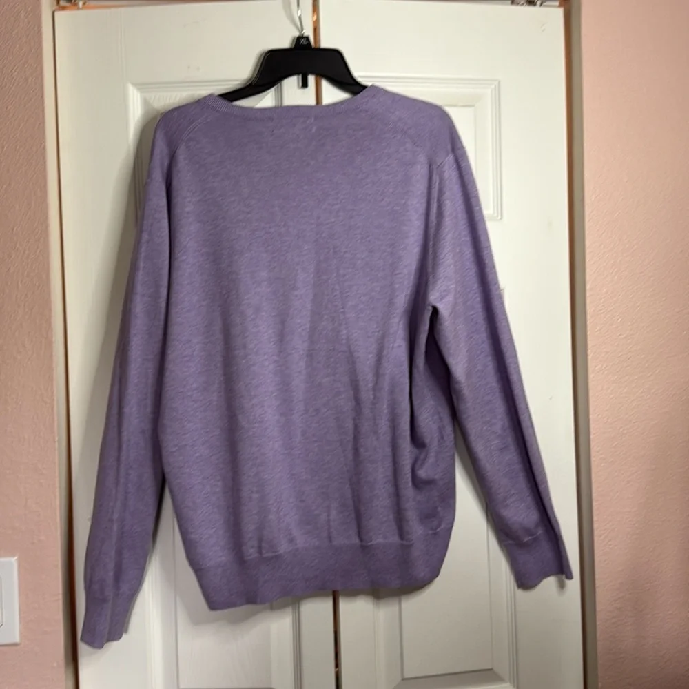 Men’s Brooks Brothers Lavender V-Neck Cotton Sweater size L